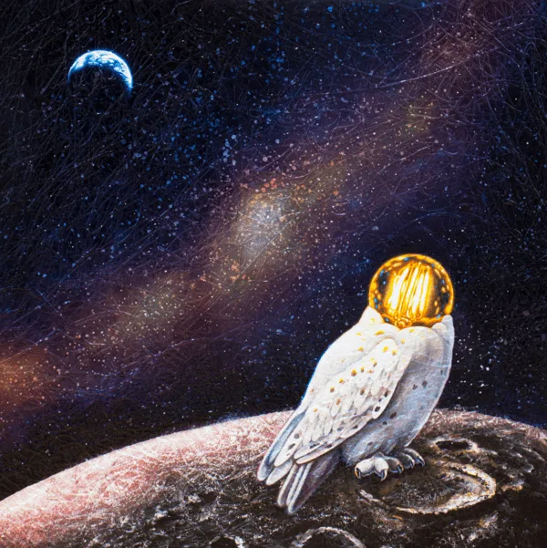 Earthset, oil, mixed media on wood panel, 60.6 x 60.6cm, 2026 [사진: 넌지]