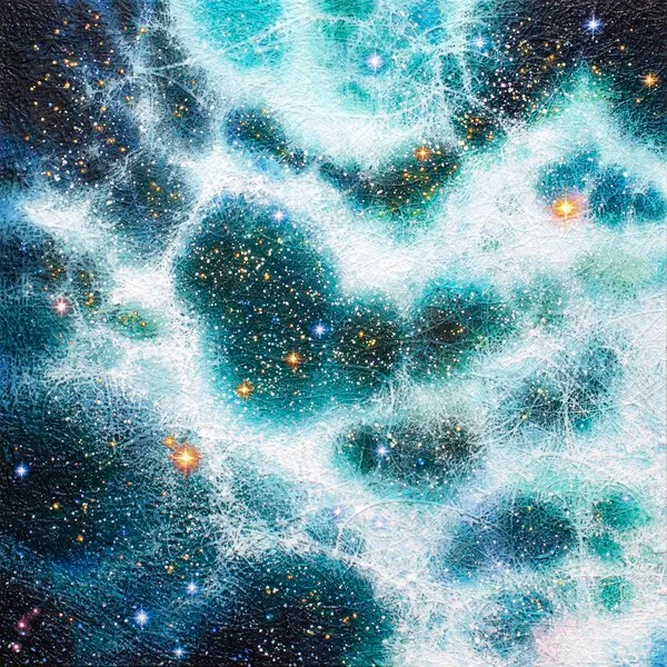 Neurocosm – Wave, oil, acrylic on neurocosm wood panel, 72.7 x 72.7cm, 2026 [사진: 넌지]